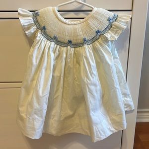 Yellow/cream smocked shirt and shorts